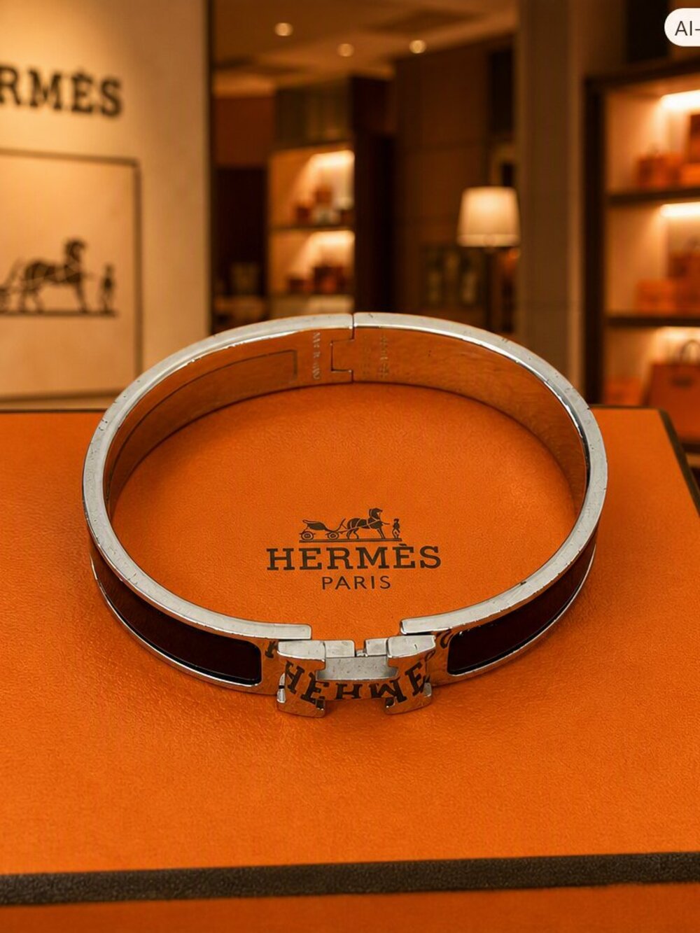 Hermès Enamel Clic H Bangle Bracelet